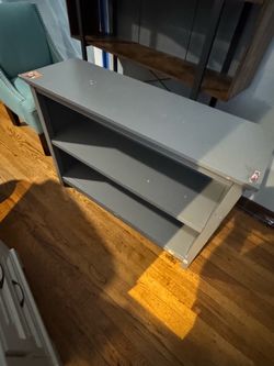 Grey bookshelf