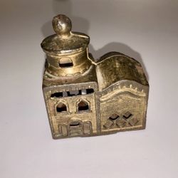 Antique Small Cast Iron Building House Mosque Figural Bank