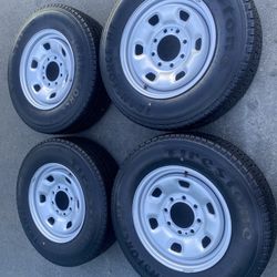 Dodge 2500 8 Lug Steel Wheels / Firestone Transforce H/T LT 245 70 17 TIRES
