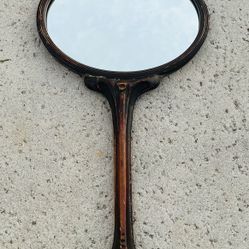 Antique Victorian Filigree Carved Ornate Vanity Mirror, Intricate Floral Details, Wall or Handheld 