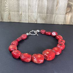 Vintage Authentic Large Red Coral 20” Necklace