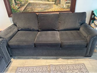 Dark Navy Blue Grey Couch 2 piece set