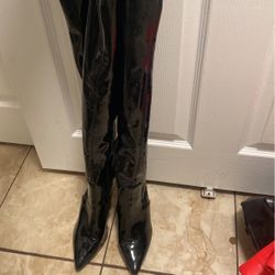 Black Thigh High Heels Boots Size 9 