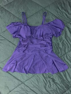 Purple Ruffle Off-Shoulder Mini Dress