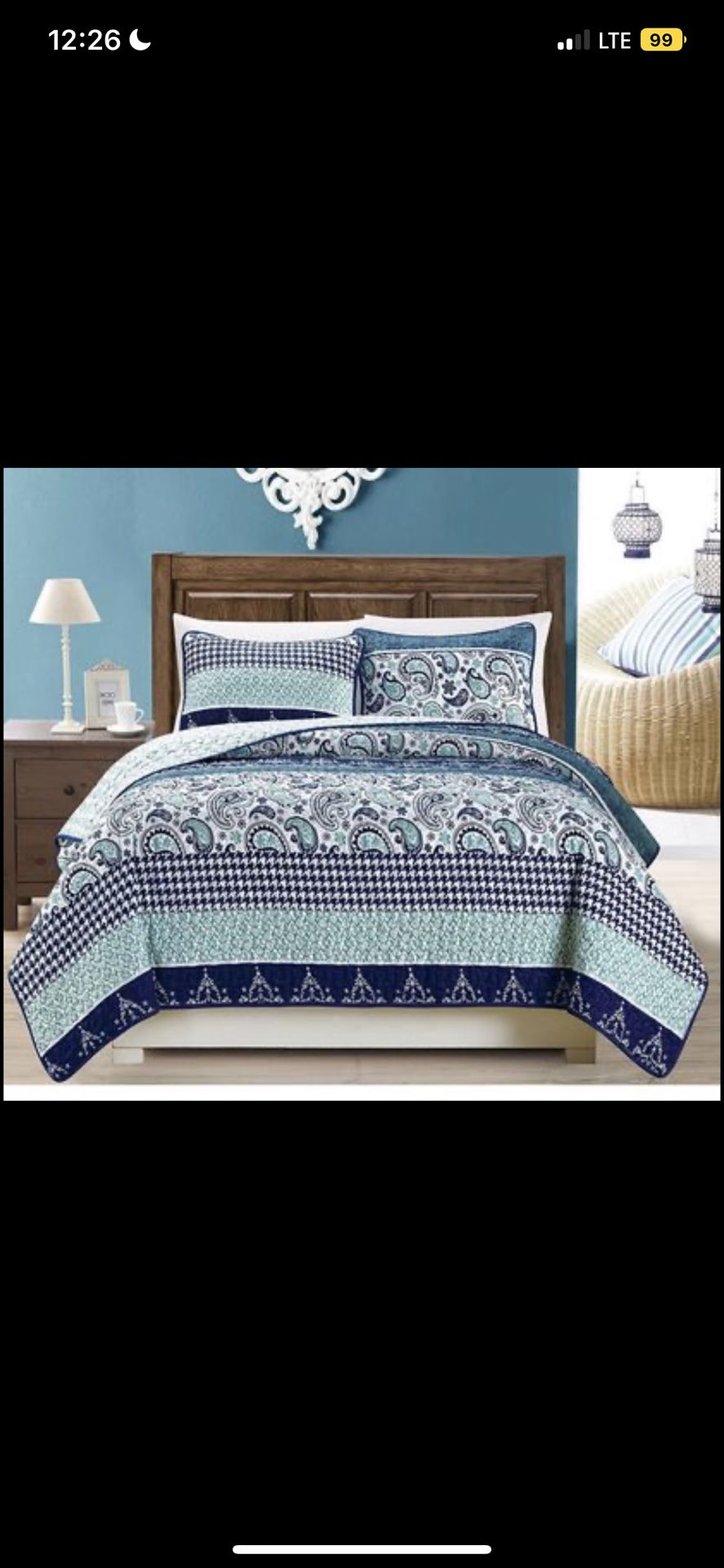 Blue Bedspread Quilt Set