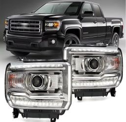 New Headlights For 2014 2015 GMC Sierra 1500 Or 2015-2019 Sierra 2500/3500 Hd With Factory Led DRL Only
