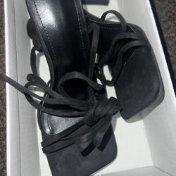 Strap Up Black High Heels