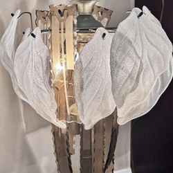 VINTAGE WHITE Leaf Table Lamp 31”H