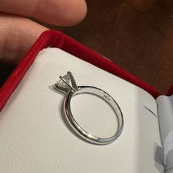 14k White Gold, .45ct Natural Diamond Ring With Warranty