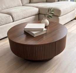 Round Coffee Table with Slatted Base brand new