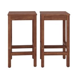 Set of 2 Bar Stool, Teak Color