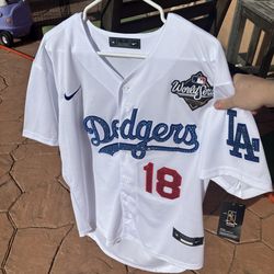 Nike Los Angeles Dodgers Yamamoto World Series Jersey White Blue Red