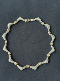 Gold and Silver Tone Crystal Statement Necklace