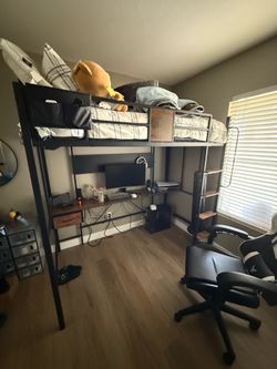 Kids Twin bunk bed with gaming center below