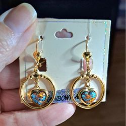 New Vintage Gold Turquoise Earrings