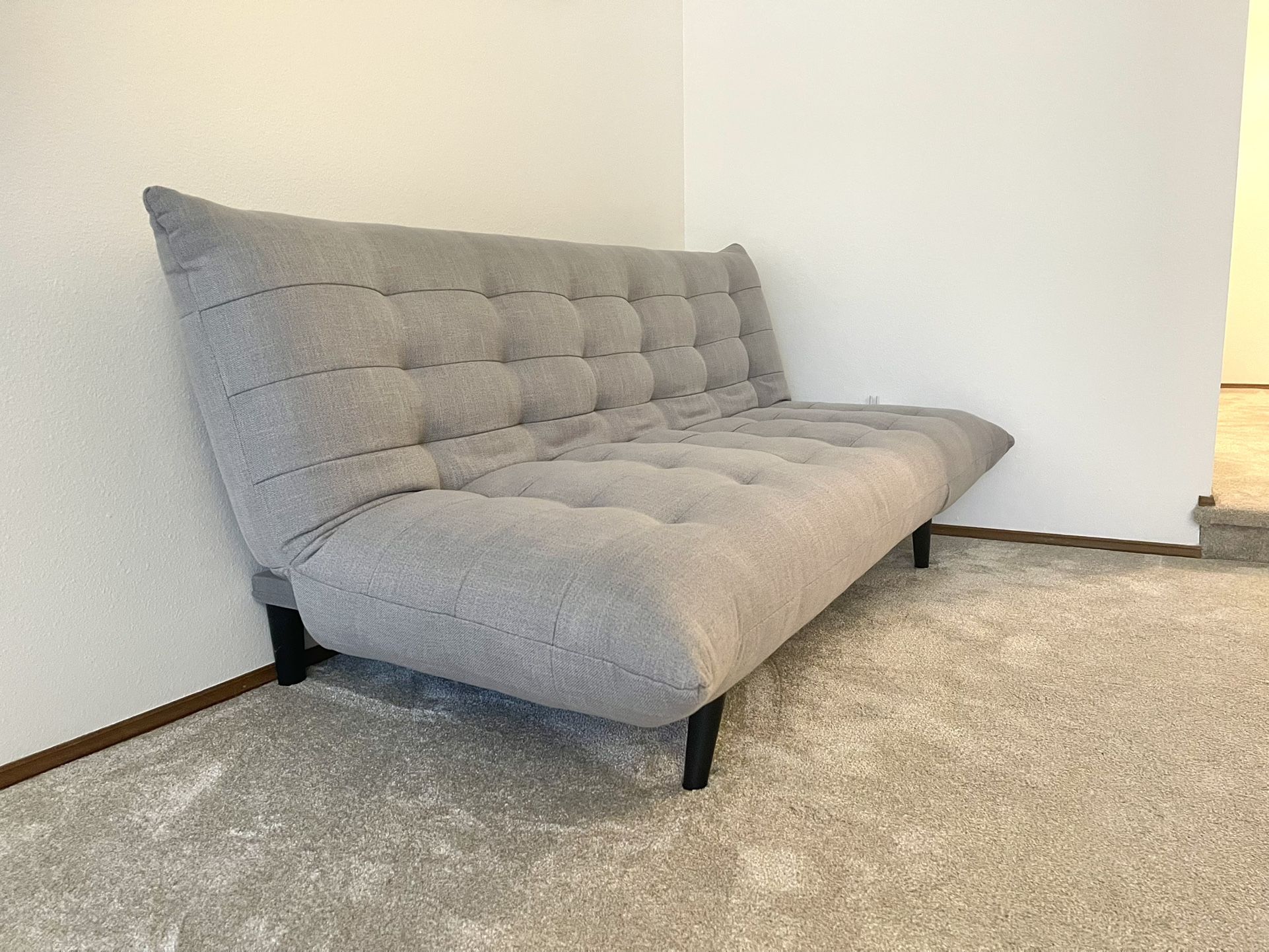 Solid, Like-New, Light Gray Futon Lounge Sofa Bed