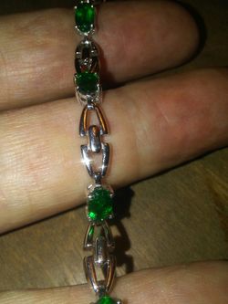 Emerald sterling silver bracelets