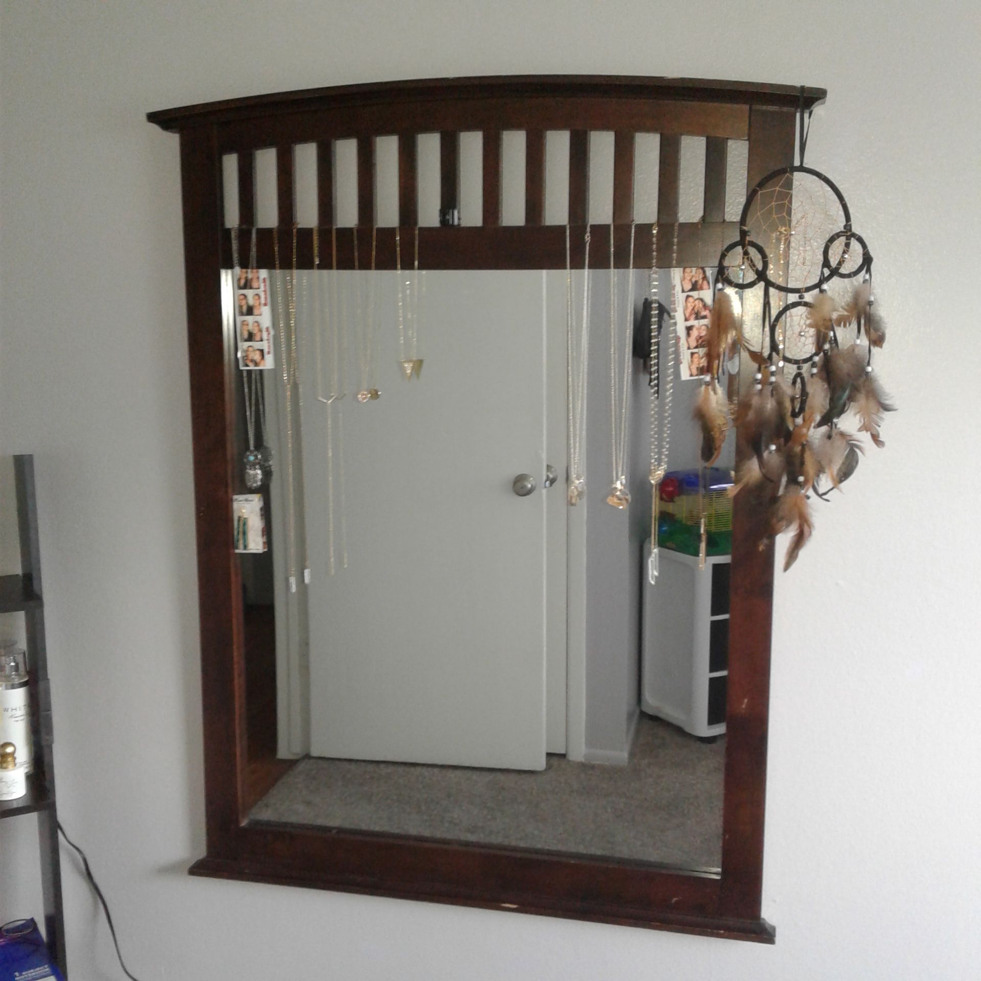Dark brown wood mirror