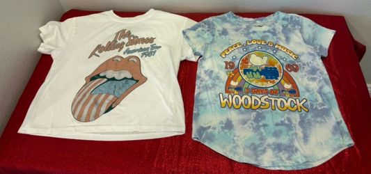 The Rolling Stones and Woodstock Graphic Girls T-Shirts set - kids size Small