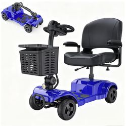 ENGWE Folding 4 Wheel Mobility Scooter,15 Mile Long Range, 250W Electric Powered Mobile Wheelchair for Seniors Adult with Detachable Basket, Front Lig