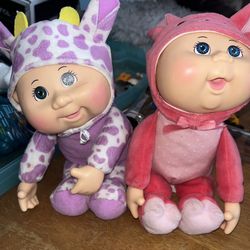 Lot of 2 Cabbage Patch Kids Dolls Farm Friends Animal Outfits Giraffe and Pig
