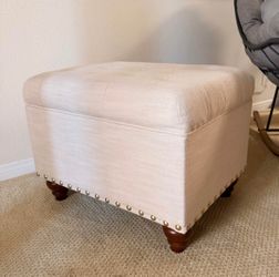 Beige Tufted Storage Ottoman
