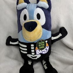 Glow In The Dark Bluey Skeleton Plush 12” New With Tags