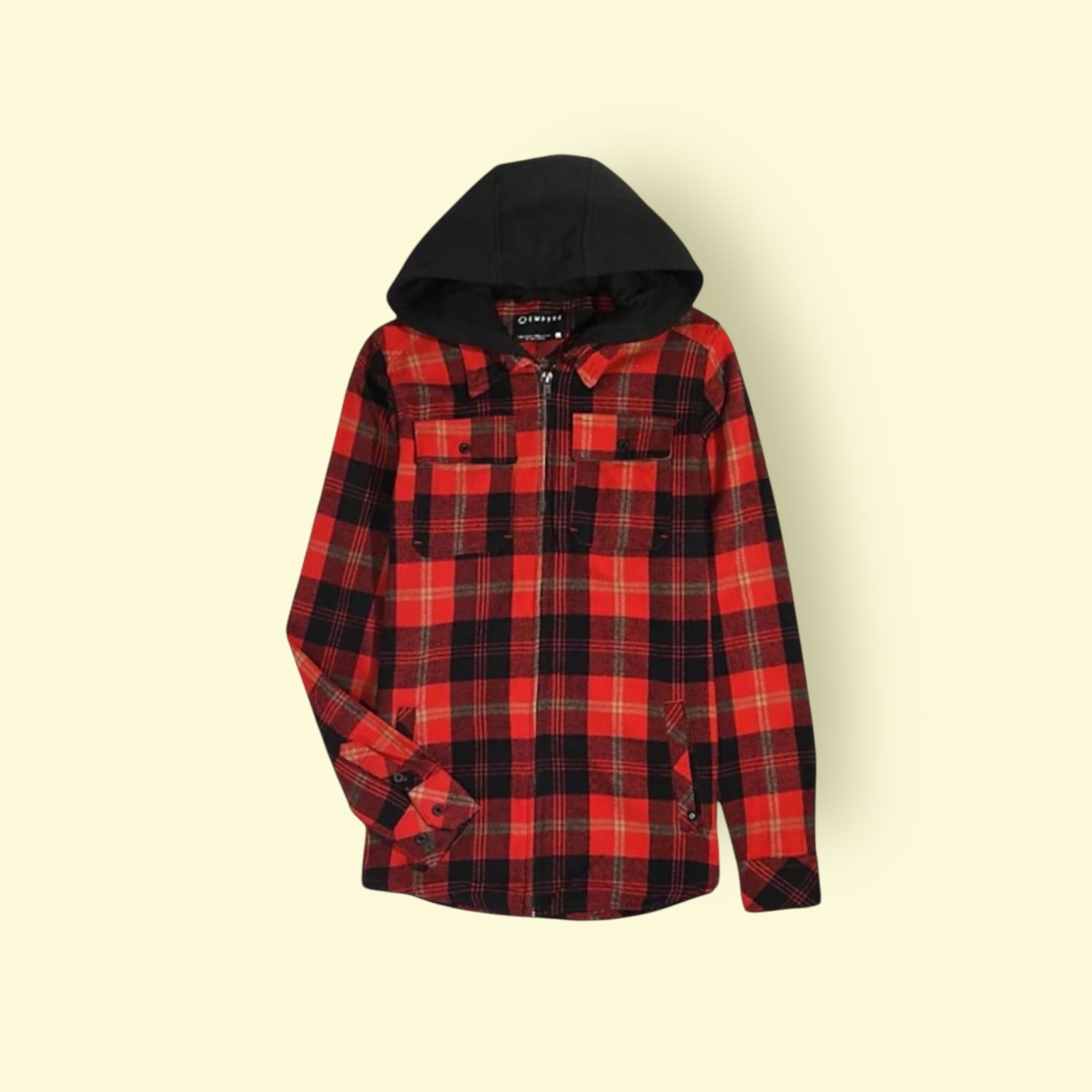 Empyre Kids Chancer Red Hooded Flannel Shirt, Size L Boys, MSRP $45