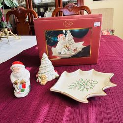 BRAND NEW Lenox Christmas Santa Salt and Pepper shaker set Holiday collection