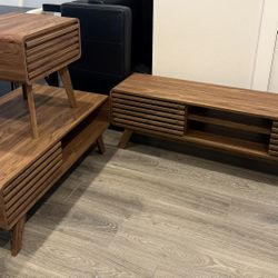 Mid-Century Modern  TV Stand, Coffee Table & Side Table (Set)