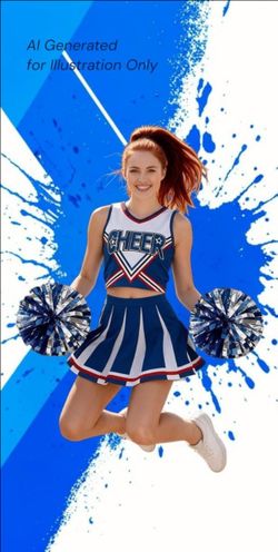 Women's Red, White & Blue Cheerleader  Uniform With Pom Poms, M