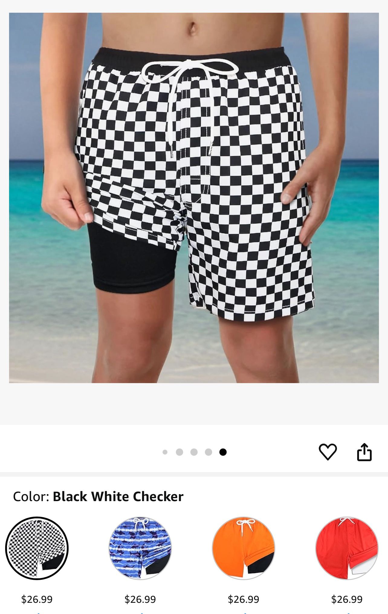 Boys Swim Trunks With Compression Liner Size M 10-12