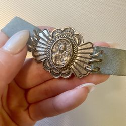 Leather Virgin Mary Choker