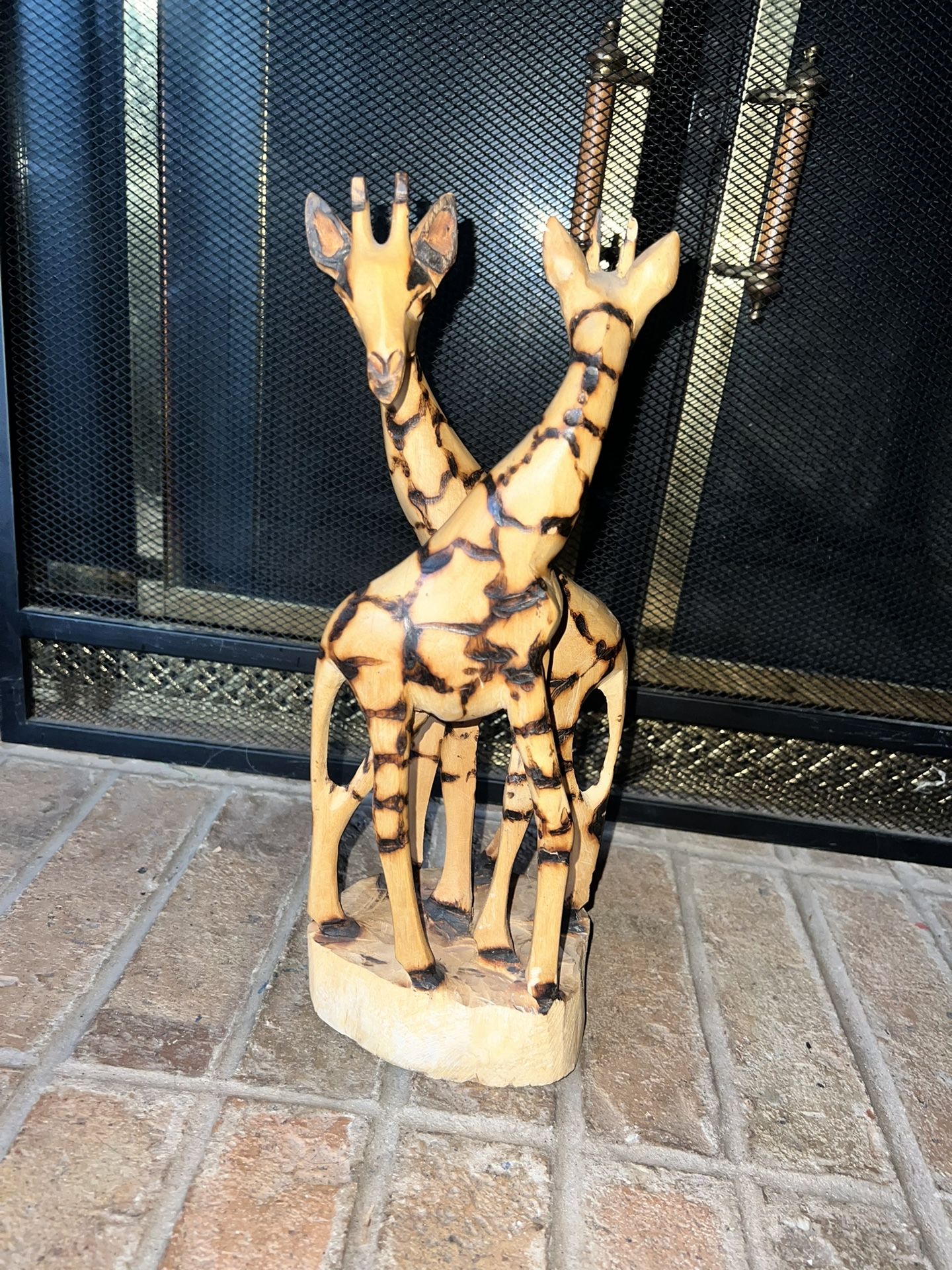 New Disney Parks hand crafted wooden giraffe statue Animal Kingdom