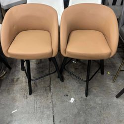 Swivel Bar Stools Set of 2, Faux Leather Upholstered Counter Height Barstools
