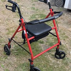 Like New Drive Medical RTL10266 Nitro Euro-Style 4-Wheel Rollator Walker With Seat, Red