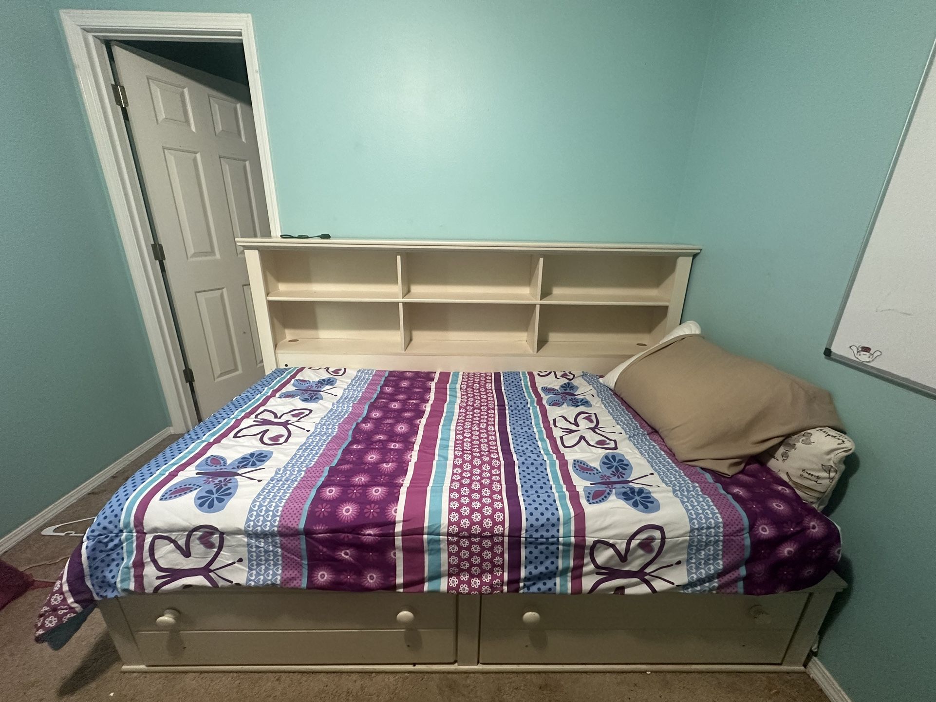 Twin Bed Frame With Bookshelves And Drawers 