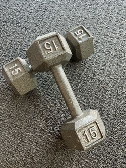 15 lb Cast Iron Hex Dumbbells Pair