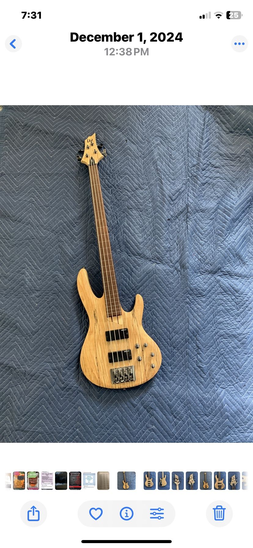 ESP LTD B-204SM Fretless Bass Guitar 