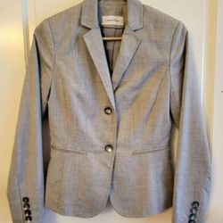 Small Calvin Klein Womens Light Gray Blazer Suit Dress Professional Work Jacket Size 2