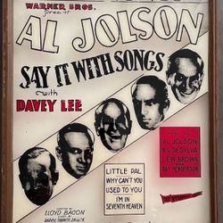 Vintage Al Jolson Print On Glass