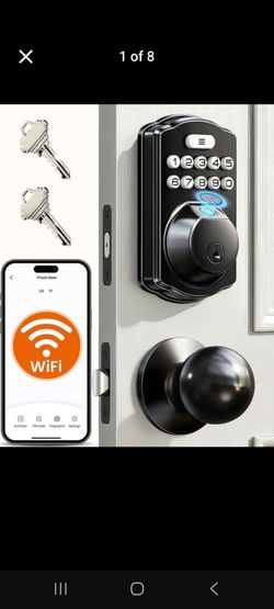 Veise VE012W-K WiFi Fingerprint Smart Lock with 2 Knob Set, Matte Black
Remote APP Control, Built-in