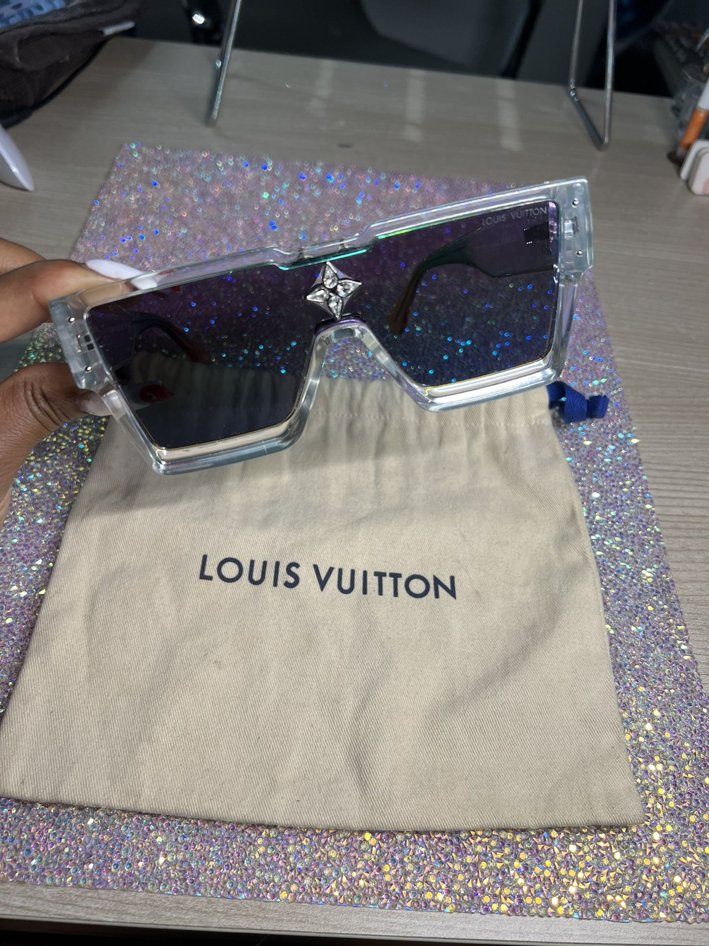 Louis Vuitton Clear Rainbow Lens Cyclone Sunglasses worn by