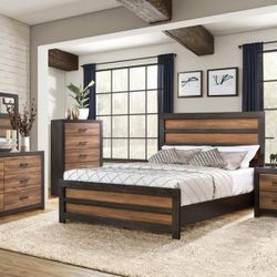 4pc Queen Bedroom Set Queen Bedframe Dresser Mirror Nightstand 