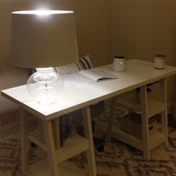 Designs2Go Double Trestle Desk with Shelves - Breighton Home