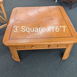 Oak Coffee Table With Drawer 