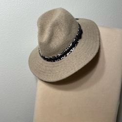 Women’s Fedora Tan Hat New, with Leopard Cheetah Print Band