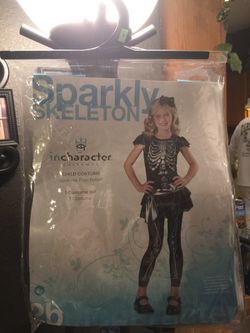 Sparkly skeleton girls costume is