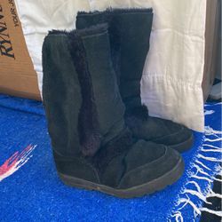 Style & Co Black Fur Boots, Size 6