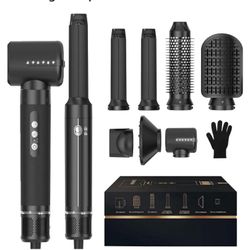 7 in One Blow Dryer Brush, 110000 RPM High Speed Hair Dryer with Diffuser Concentrator, Hair Curler Thermal Brush, Hot Air Brush Hair Styling Tool